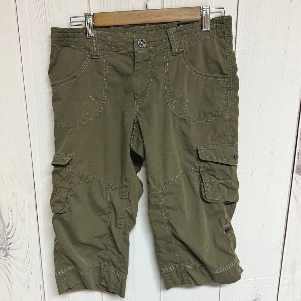 KÜHL Womens Kontra Capri Pants Est 6 Pine Olive Green Hiking Roll Up GUC